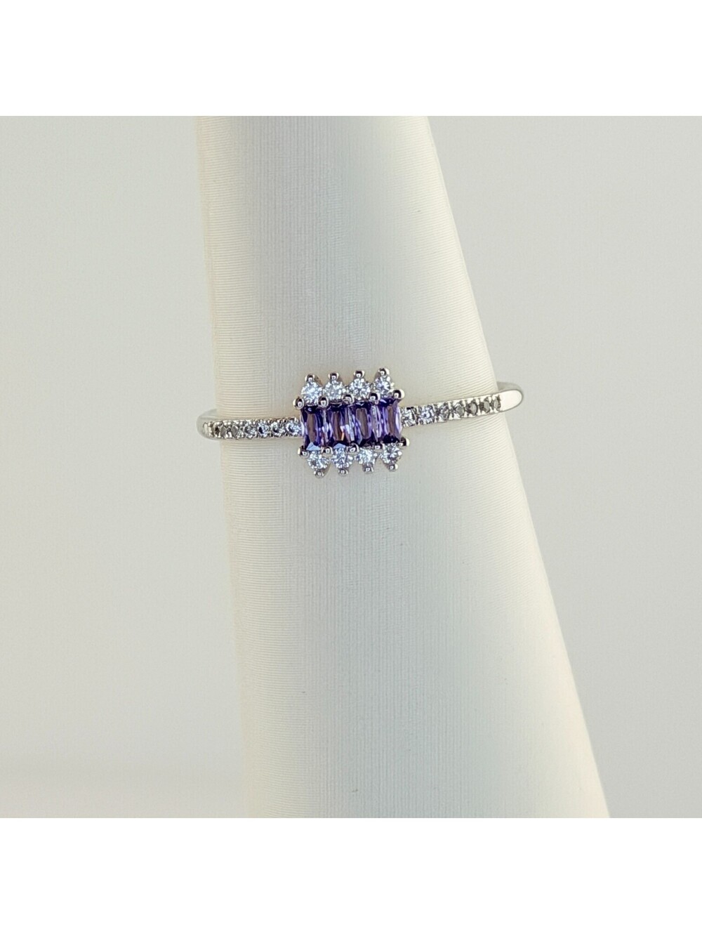 Bomb Party Ring Sz 11 "She's A Ten" Violet CZ on Rhodium RBP5401 RETRO